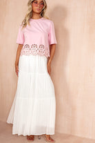 Daphne Pink Embroidered Hem T-Shirt