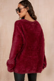 Dara Burgundy Oversized Fluffy Jumper