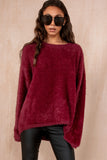 Dara Burgundy Oversized Fluffy Jumper