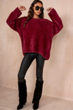 Dara Burgundy Oversized Fluffy Jumper