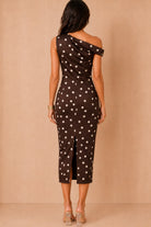 Darla Chocolate Polka Dot Midi Dress