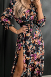 Davina Black Floral Midi Dress
