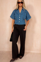 Dawn Blue Denim Cropped Shirt