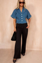 Dawn Blue Denim Cropped Shirt