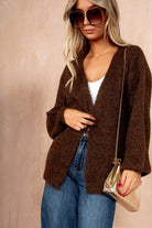 Dawn Chocolate Hairy Knit Cardigan
