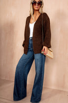 Dawn Chocolate Hairy Knit Cardigan
