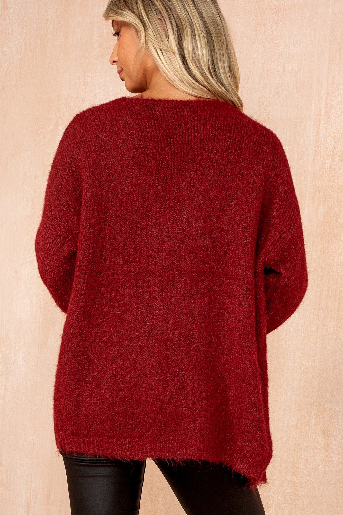 Dawn Wine Hairy Knit Cardigan
