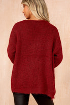 Dawn Wine Hairy Knit Cardigan