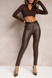 Debbie Chocolate Wax High Waist Jeans