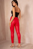 Debbie Red Wax High Waist Jeans