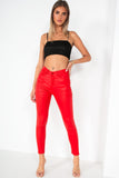 Debbie Red Wax High Waist Jeans