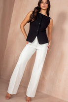 Debz Black Button Front Waistcoat