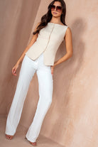 Debz Cream Button Front Waistcoat