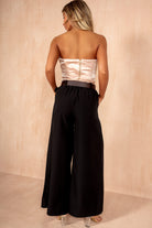 Deirdre Black Belted Wide Leg Trousers