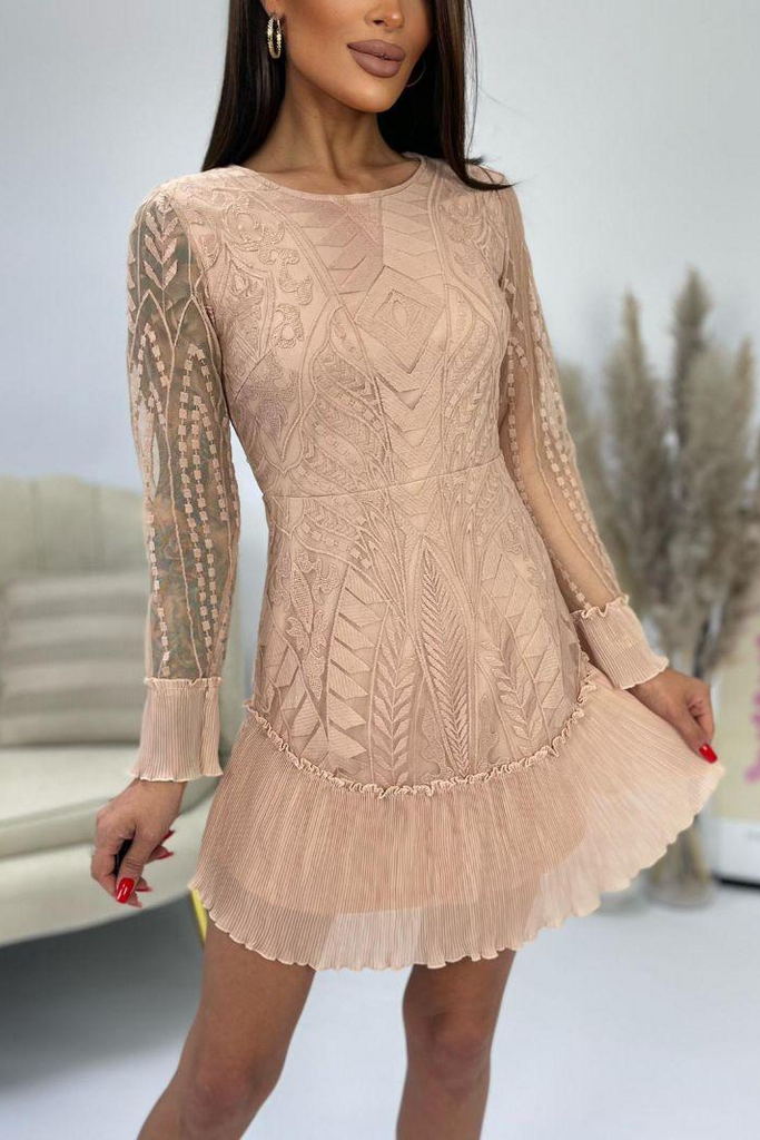 Deirdre Nude Lace Print Dress