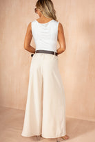Deirdre Stone Belted Wide Leg Trousers