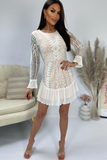 Deirdre White Lace Print Dress