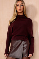 Delaney Plum Rib Knit High Neck Jumper