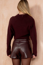 Delaney Plum Rib Knit High Neck Jumper
