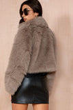 Delani Taupe Faux Fur Jacket