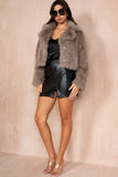 Delani Taupe Faux Fur Jacket