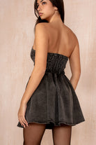 Della Black Denim Corset Dress