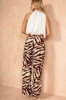Della Brown Animal Print Wide Leg Trousers