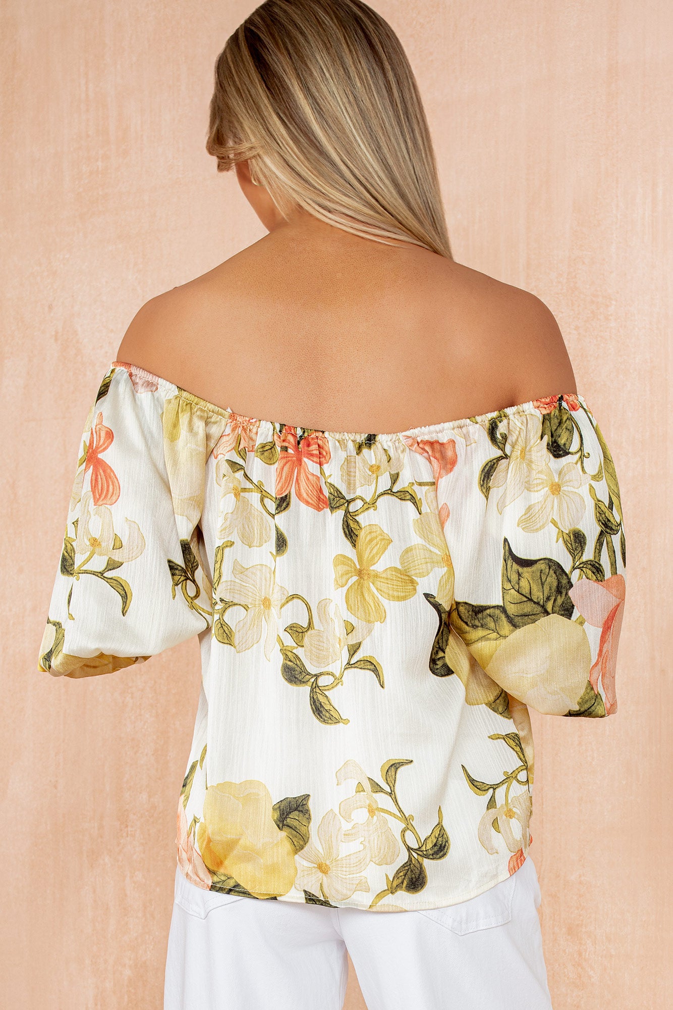 Delta Cream Floral Puff Sleeve Top