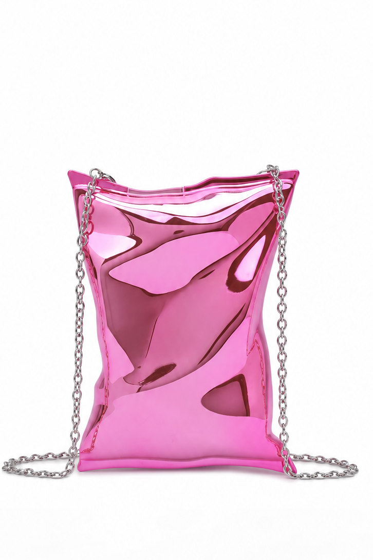 Deneb Pink Metallic Detachable Chain Bag - Vavavoom.ie