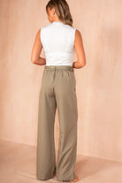 Dervla Khaki Belted Wide Leg Trousers