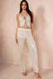 Destiny Gold Sequin Tie Front Top