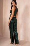 Destiny Green Sequin Tie Front Top