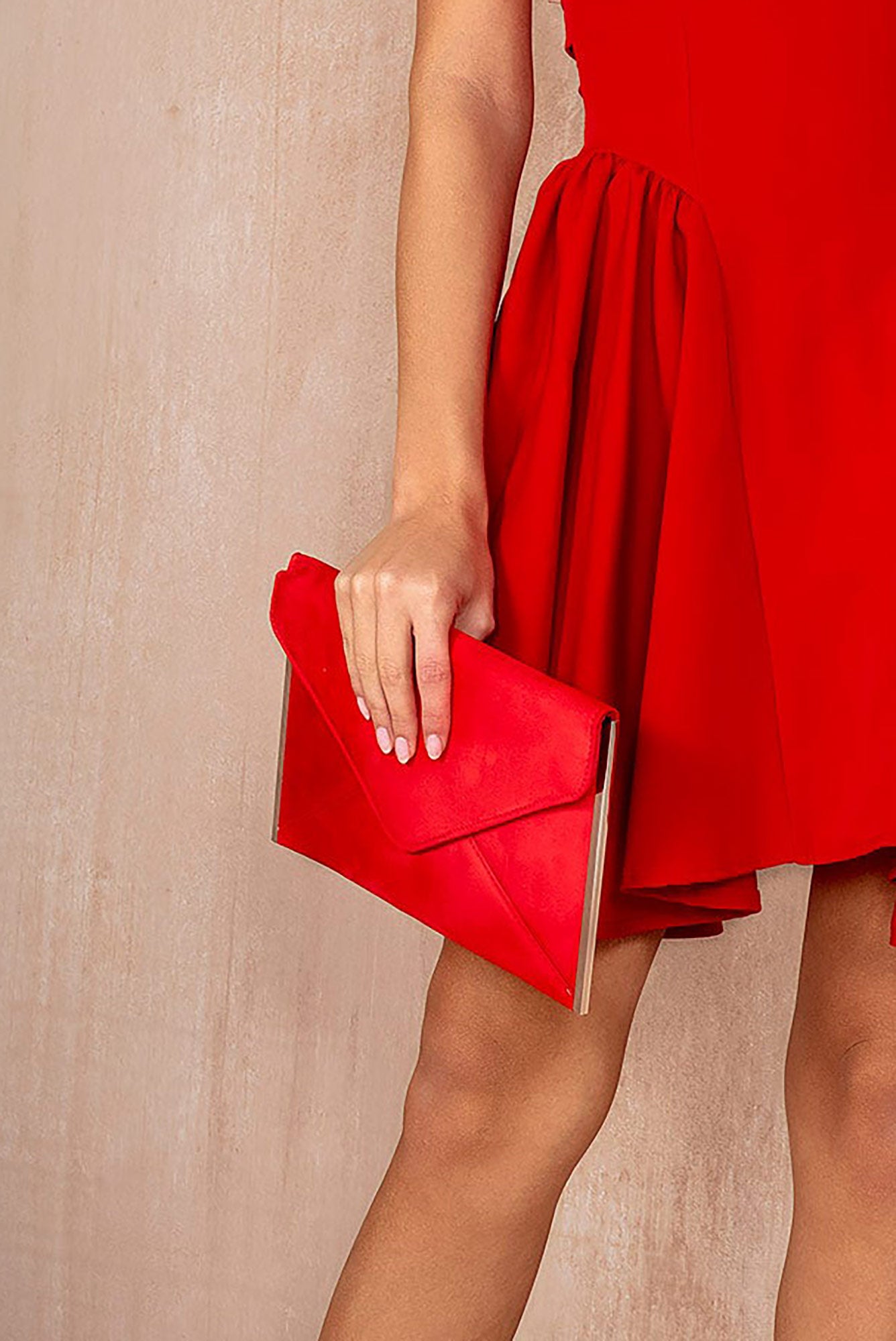 Diana Red Suedette Envelope Clutch