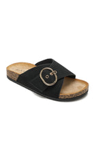 Diane Black Buckle Sliders