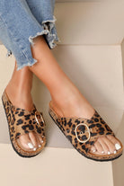 Diane Leopard Buckle Sliders