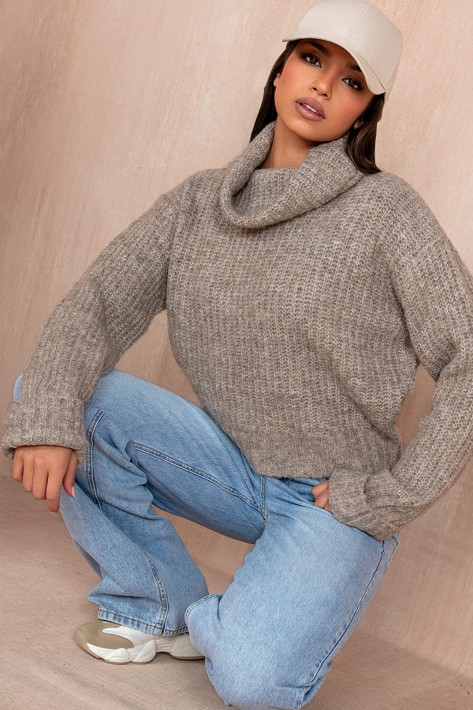 Dina Taupe Chunky Knit Jumper