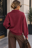 Dione Burgundy Knit Polo Top