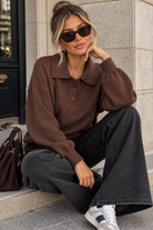 Dione Chocolate Knit Polo Top