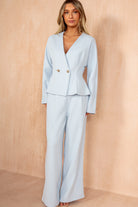 Doireann Blue Structured Wrap Top
