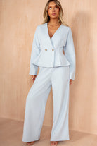 Doireann Blue Structured Wrap Top