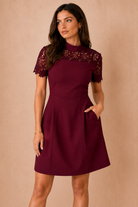 Dolcie Burgundy Lace Detail Mini Dress