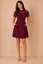 Dolcie Burgundy Lace Detail Mini Dress