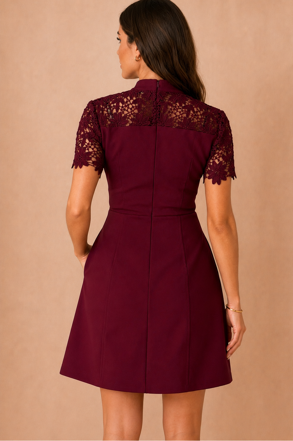 Dolcie Burgundy Lace Detail Mini Dress