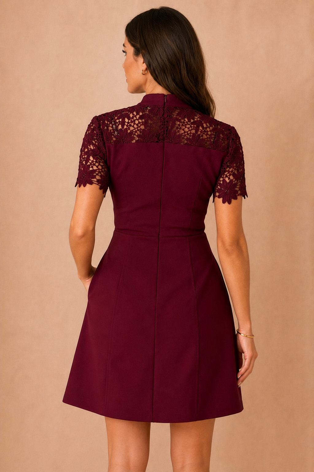 Dolcie Burgundy Lace Detail Mini Dress