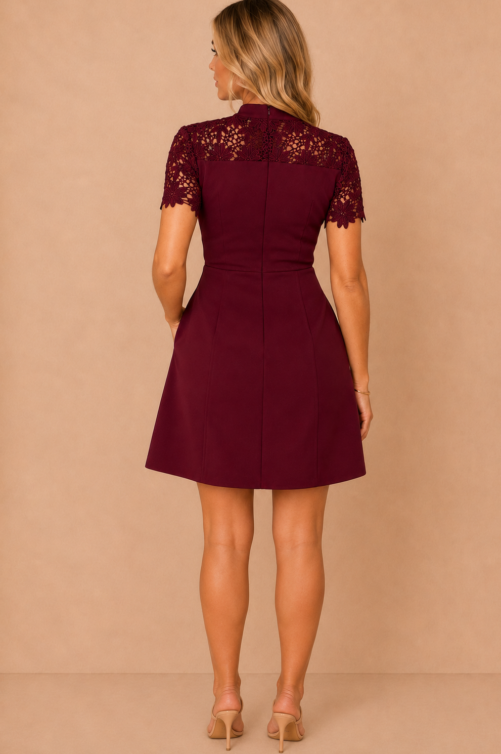 Dolcie Burgundy Lace Detail Mini Dress