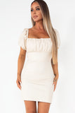 Dolly Cream Faux Leather Dress