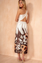 Dolly Cream Satin Butterfly Print Dress