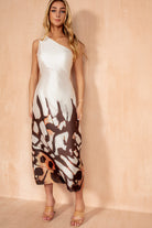 Dolly Cream Satin Butterfly Print Dress