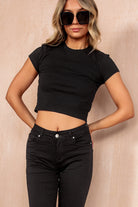 Donata Black Ribbed T-Shirt