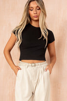 Donata Black Ribbed T-Shirt